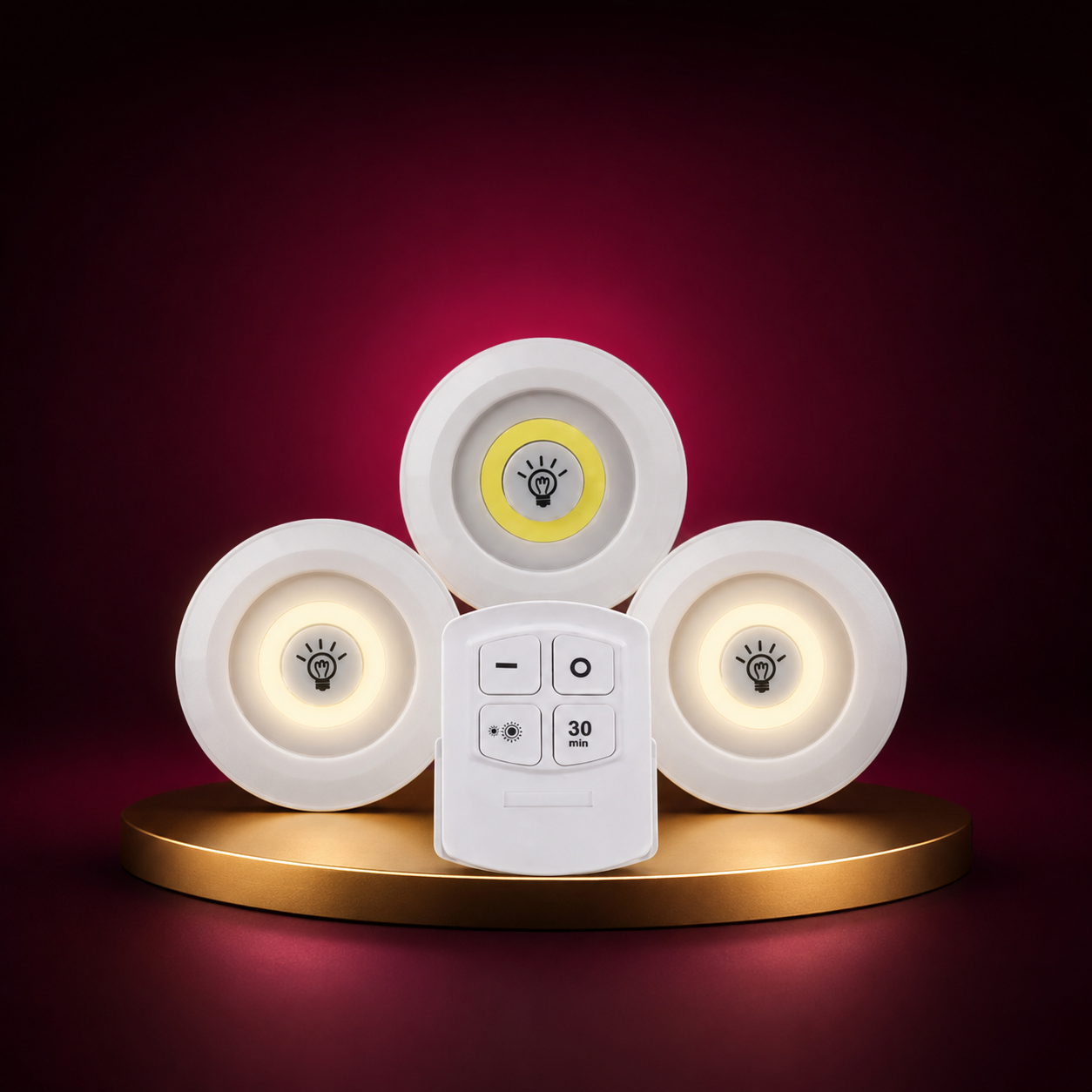 Wireless LED Puck Lights with Remote Control – Pack of 3